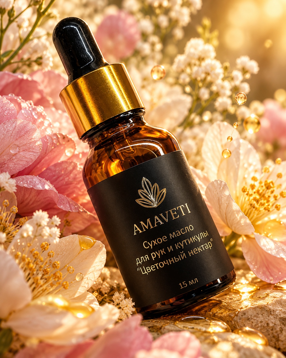 Amaveti Сухое масло для рук и кутикулы «Цветочный нектар» 15 мл.
